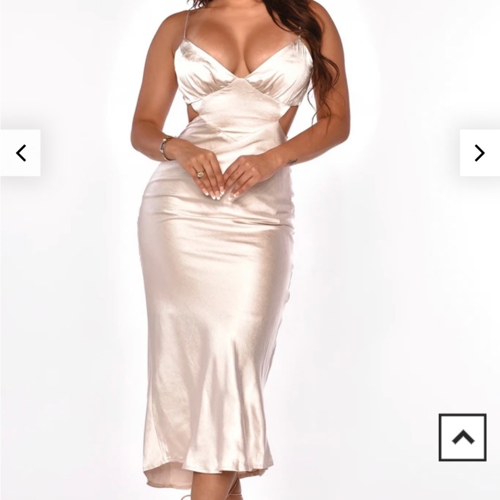 Champagne cross-back midi dress